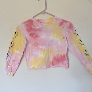 Tie die happy face on long sleeve